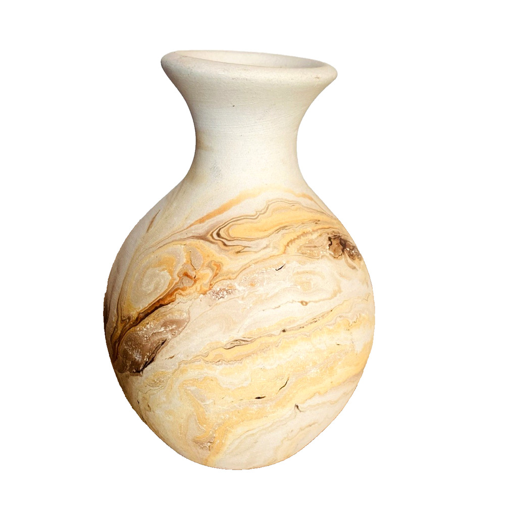 Vintage Nemadji Pottery Swirl Bud Vase 4" Tall